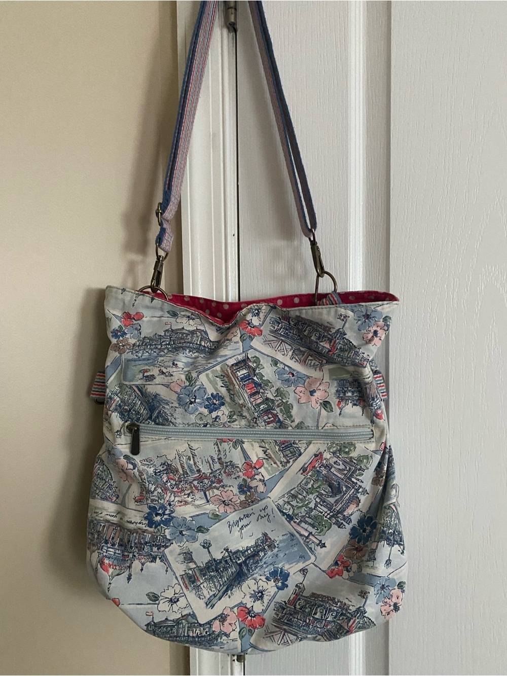 Cath Kidston Floral Scenic Print Bag in Light Blue and Pink